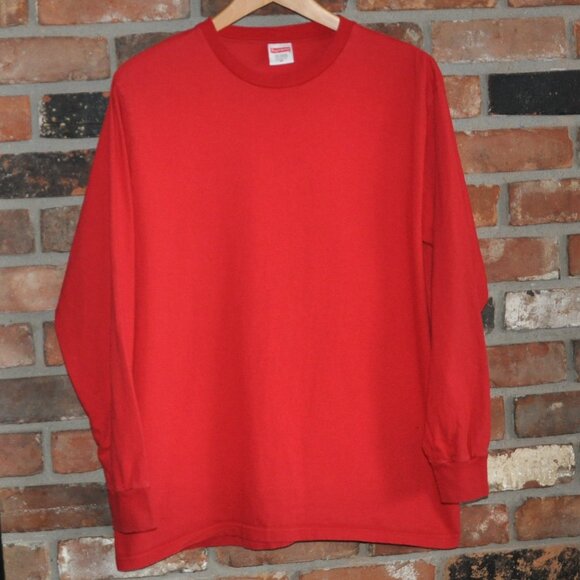 Supreme Long Sleeve T-shirt Red Blank Top M - Picture 1 of 4